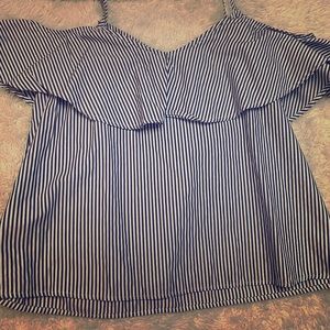 Off the shoulder striped shirt